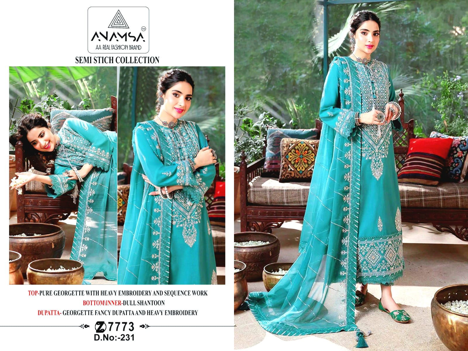 Anamsa 231 Georgette Pakistani Suits Catalog